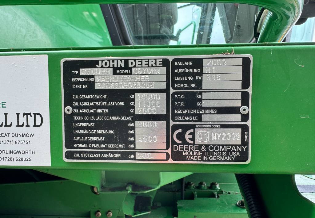 Combine harvester John Deere T670: picture 22