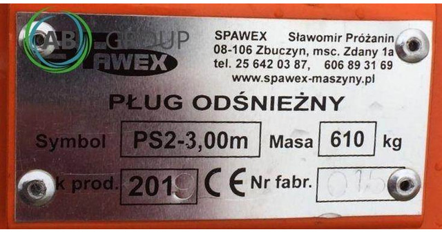Snow plough for Agricultural machinery Spawex pług odśnieżny prosty PS-2, 3 m: picture 5