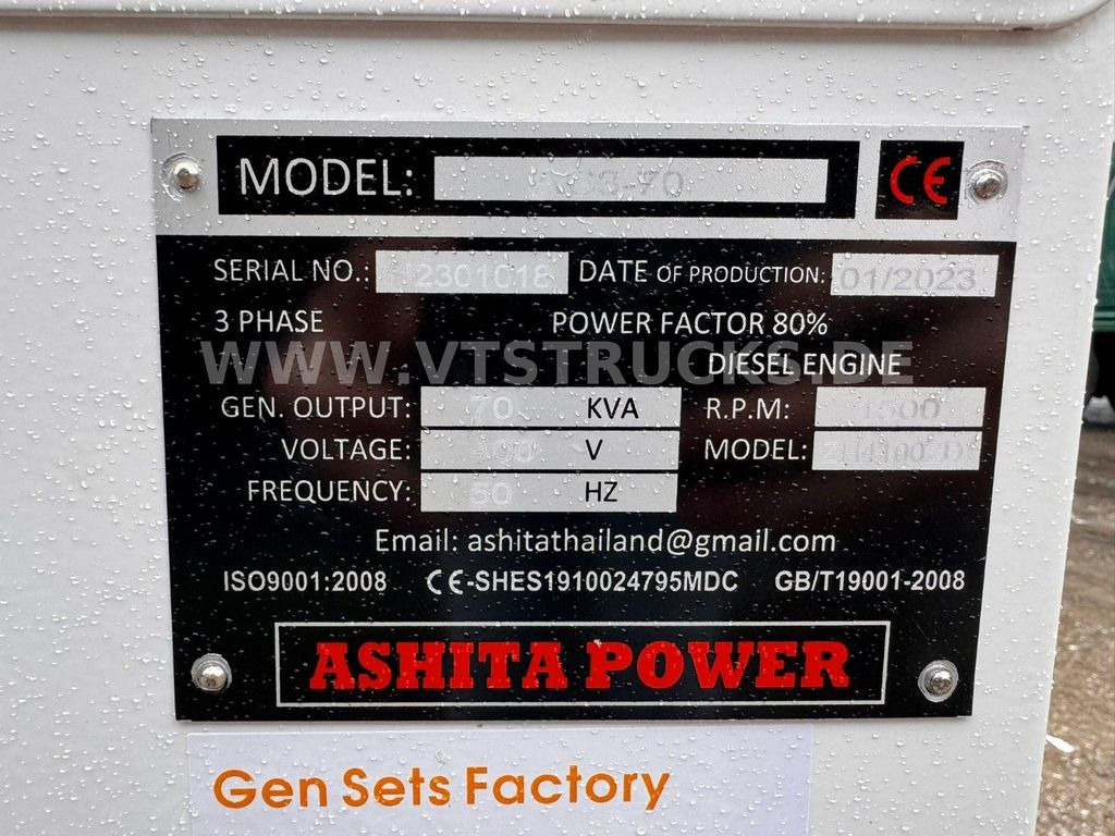 Generator set Ashita AG3-70 70kVA Notstromaggregat: picture 8