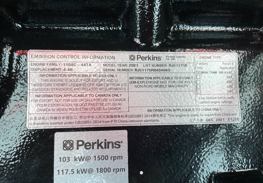 Generator set Perkins 1104C-44TA - 110 kVA Generator - DPX-19806: picture 15