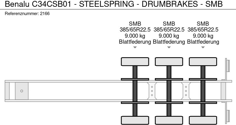 Tipper semi-trailer Benalu C34CSB01 - STEELSPRING - DRUMBRAKES - SMB: picture 13