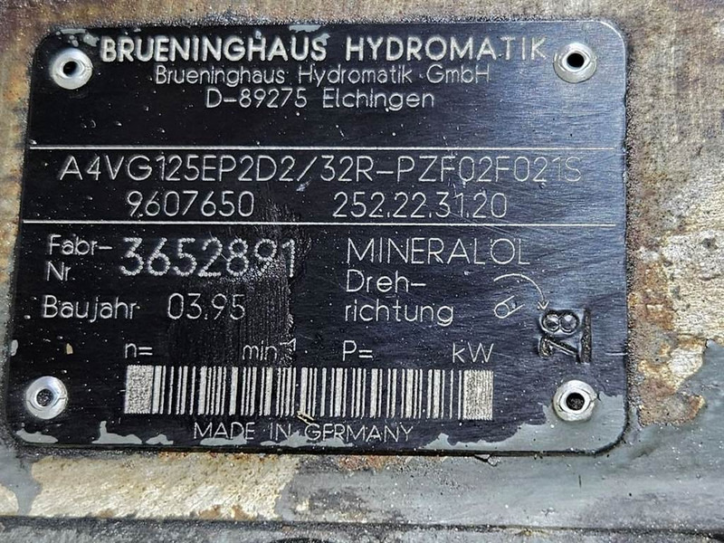 Hydraulics for Construction machinery Brueninghaus Hydromatik A4VG125EP2D2/32R-Drive pump/Fahrpumpe/Rijpomp: picture 6