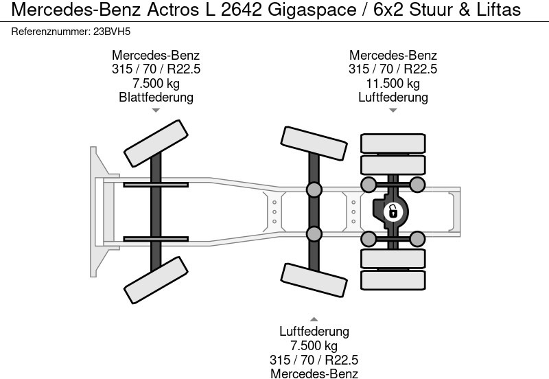 Tractor unit Mercedes-Benz Actros L 2642 Gigaspace / 6x2 Stuur & Liftas: picture 19