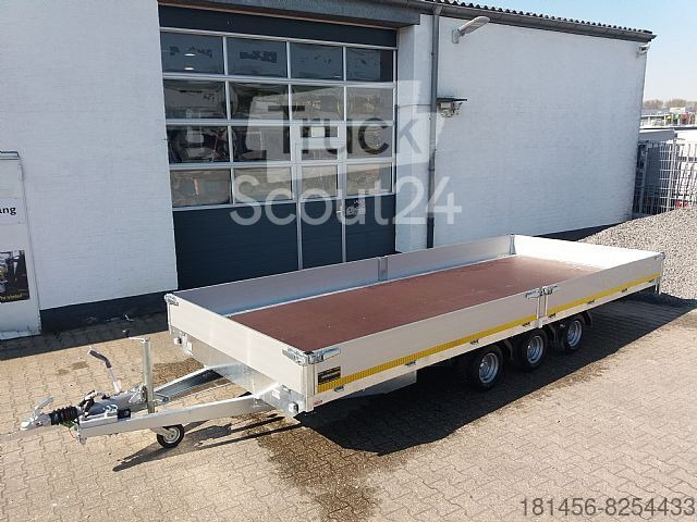 New Dropside/ Flatbed trailer Eduard Tridem 556x220cm extrabreit Alu Auffahrrampen niedrige Ladekante 56cm: picture 2