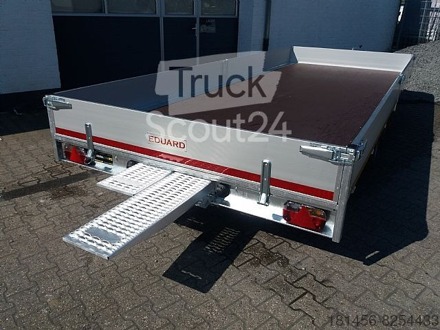 New Dropside/ Flatbed trailer Eduard Tridem 556x220cm extrabreit Alu Auffahrrampen niedrige Ladekante 56cm: picture 8