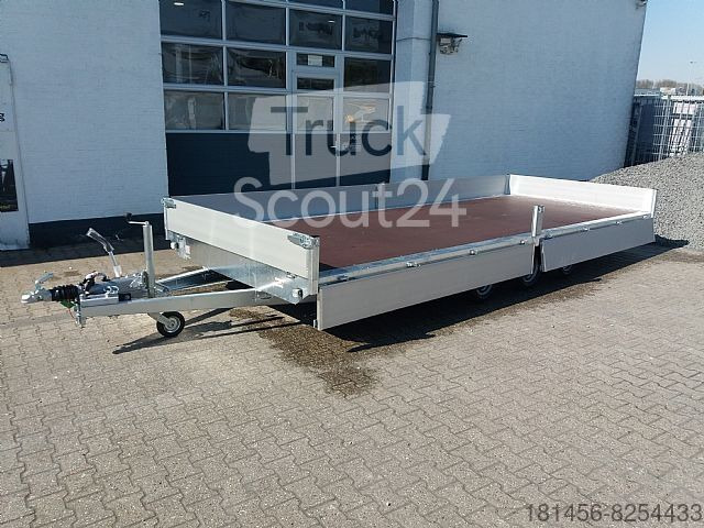 New Dropside/ Flatbed trailer Eduard Tridem 556x220cm extrabreit Alu Auffahrrampen niedrige Ladekante 56cm: picture 3