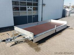 New Dropside/ Flatbed trailer Eduard Tridem 556x220cm extrabreit Alu Auffahrrampen niedrige Ladekante 56cm: picture 15