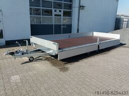 New Dropside/ Flatbed trailer Eduard Tridem 556x220cm extrabreit Alu Auffahrrampen niedrige Ladekante 56cm: picture 14