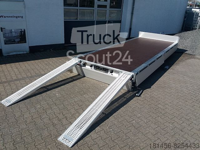 New Dropside/ Flatbed trailer Eduard Tridem 556x220cm extrabreit Alu Auffahrrampen niedrige Ladekante 56cm: picture 10