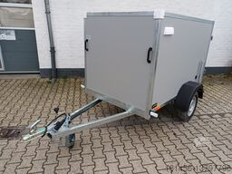 New Closed box trailer kompakter Koffer grauweiß Gesamthöhe 185cm 750kg mit Stützrad Stützen Zurrsystem 100km/H: picture 12