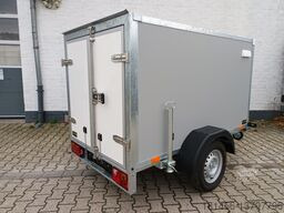 New Closed box trailer kompakter Koffer grauweiß Gesamthöhe 185cm 750kg mit Stützrad Stützen Zurrsystem 100km/H: picture 14