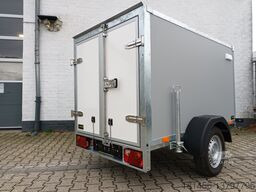 New Closed box trailer kompakter Koffer grauweiß Gesamthöhe 185cm 750kg mit Stützrad Stützen Zurrsystem 100km/H: picture 15