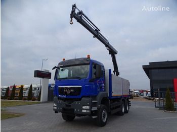 Dropside/ Flatbed truck, Crane truck MAN TGS 26.440 Flatbed + crane Hiab HDS 211 6x4: picture 1