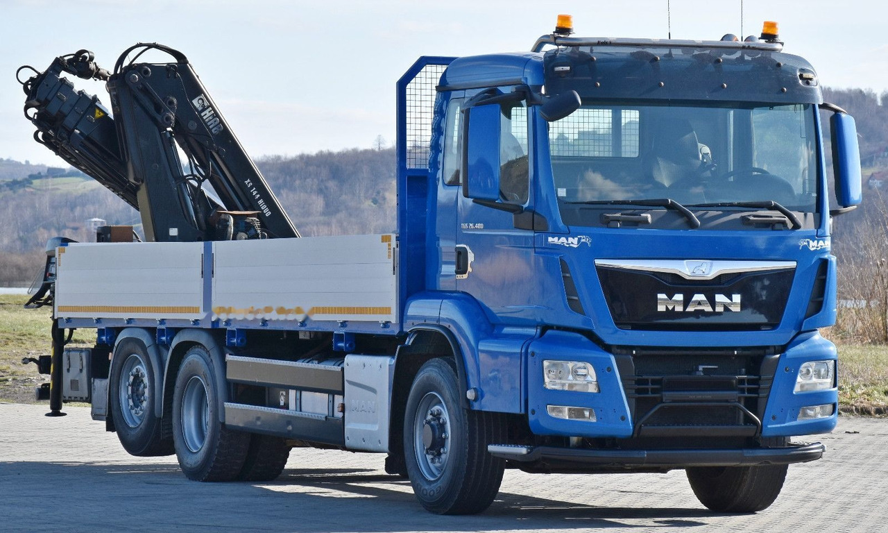 Dropside/ Flatbed truck, Crane truck MAN TGS 26.480: picture 3