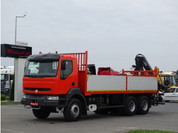 Dropside/ Flatbed truck, Crane truck Renault KERAX 370: picture 1