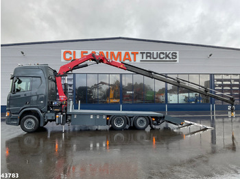 Autotransporter truck, Crane truck Scania R 650 Euro 6 V8 Retarder HMF 26 Tonmeter laadkraan Autotransporter met oprijplaten: picture 2