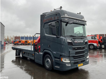 Autotransporter truck, Crane truck Scania R 650 Euro 6 V8 Retarder HMF 26 Tonmeter laadkraan Autotransporter met oprijplaten: picture 5