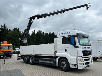 Dropside/ Flatbed truck, Crane truck MAN TGS 26.440 Baustoff mit HIAB XS 166 Kran: picture 4