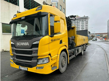 Dropside/ Flatbed truck, Crane truck Scania P410 6x2: picture 1