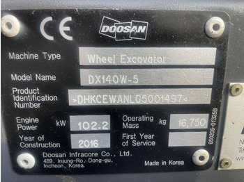 Wheel excavator Doosan DX 140 W-5 Dismantled: only spare parts: picture 5 Wheel excavator Doosan DX 140 W-5 Dismantled: only spare parts: picture 5