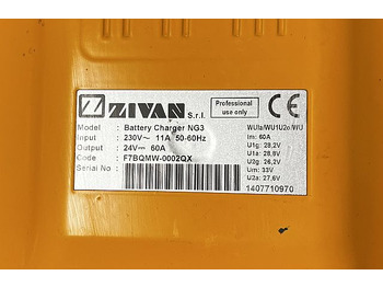 Battery for Material handling equipment Zivan F7BQMW-0002QX | Used charger lead/acid 24V 60A 230V 11A sn. 1407710970 Used charger lead/acid 24V 60A 230V 11A sn. 1407710970: picture 2