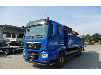Crane truck, Dropside/ Flatbed truck MAN TGS 26.460  – Platforma z żurawiem HDS tylnym do materiałów budowlanych / Retarder / 6x2 / Klima / Euro 6: picture 2