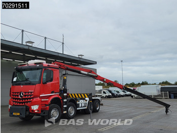 Hook lift truck, Crane truck Mercedes-Benz Arocs 4145 8X4 NL-Truck HMF RCL 5300 Crane Hyva 26-51-S Hooklift Steelsuspension Big-Axle Automatic Euro 6: picture 2