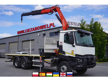 Dropside/ Flatbed truck, Crane truck RENAULT K380 6x4 / FASSI F175 crane 7.85 t / 120 thousand km: picture 3