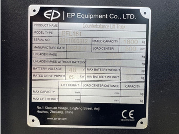 Electric forklift EP EFL 181: picture 3