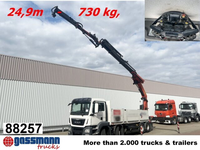 MAN TGS 35.440 8x4 BL, Navi, Heckkran Palfinger - Dropside/ Flatbed truck, Crane truck: picture 1 MAN TGS 35.440 8x4 BL, Navi, Heckkran Palfinger - Dropside/ Flatbed truck, Crane truck: picture 1