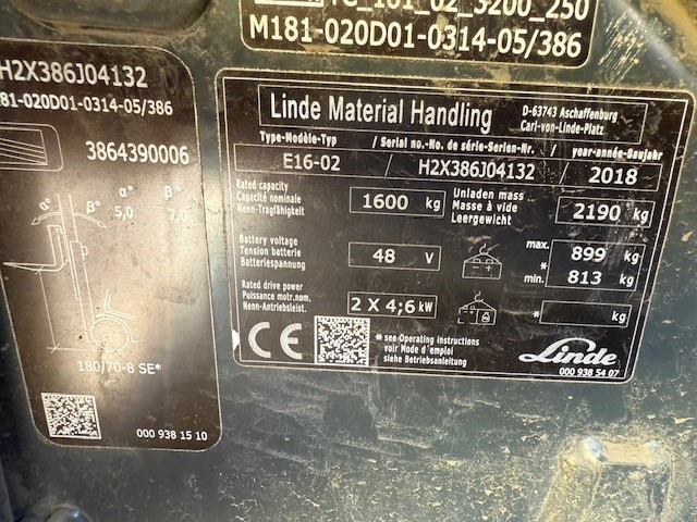 LINDE E16 - Electric forklift: picture 2 LINDE E16 - Electric forklift: picture 2