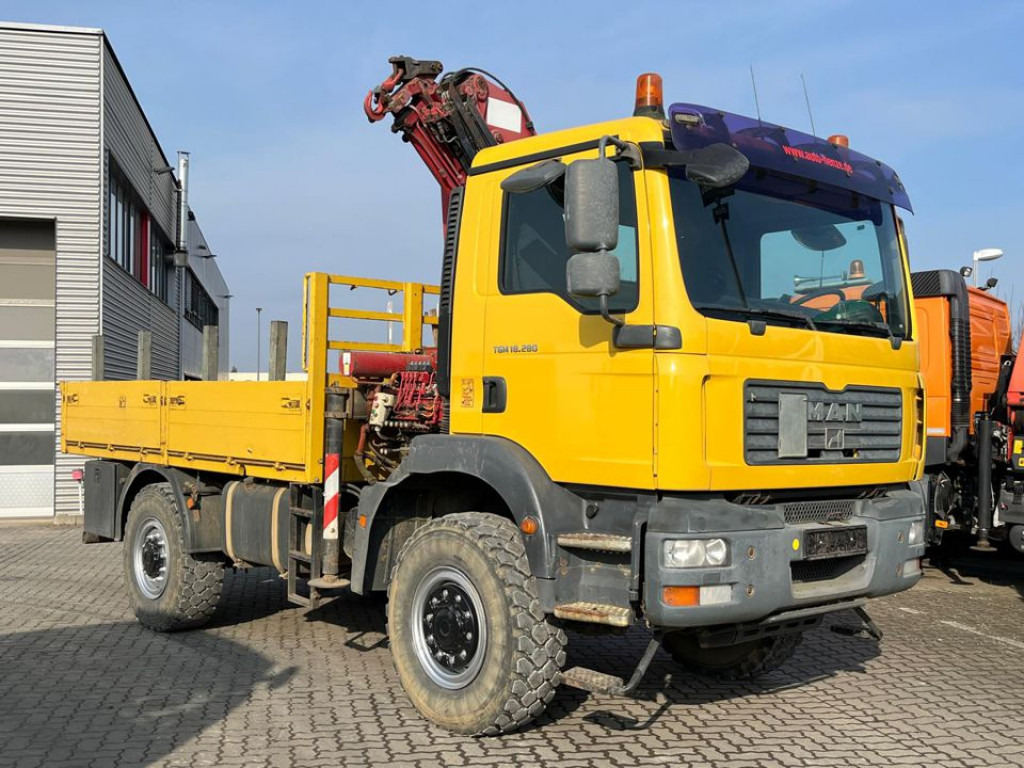 Dropside/ Flatbed truck, Crane truck MAN TG-M 18.280 4x4 Pritsche Kran Singelreifen Funkfernbedienung: picture 7