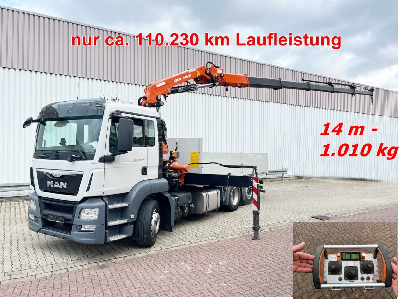 MAN TGS 26.360/400 6x2-4 BL TGS 26.360/400 6x2-4 BL, Lenk-/Lift, Kran Atlas AK 206.3E A5, Funk - Crane truck, Dropside/ Flatbed truck: picture 1 MAN TGS 26.360/400 6x2-4 BL TGS 26.360/400 6x2-4 BL, Lenk-/Lift, Kran Atlas AK 206.3E A5, Funk - Crane truck, Dropside/ Flatbed truck: picture 1