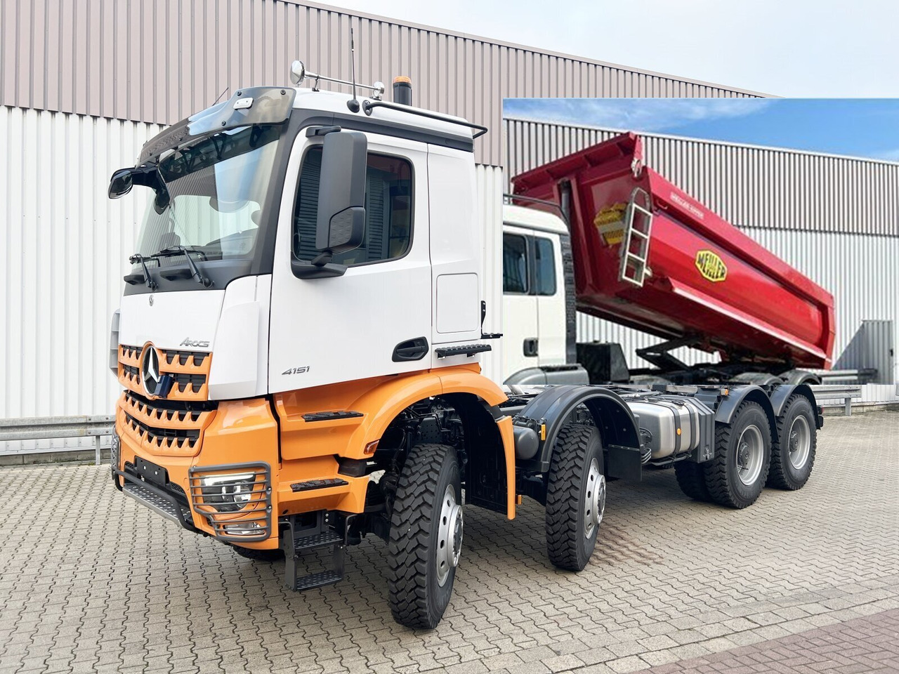 Mercedes-Benz Arocs 4151 AK 8x8/4 Arocs 4151 AK 8x8/4, Grounder, Meiller Stahlmulde 18m³ - Dumper: picture 1 Mercedes-Benz Arocs 4151 AK 8x8/4 Arocs 4151 AK 8x8/4, Grounder, Meiller Stahlmulde 18m³ - Dumper: picture 1