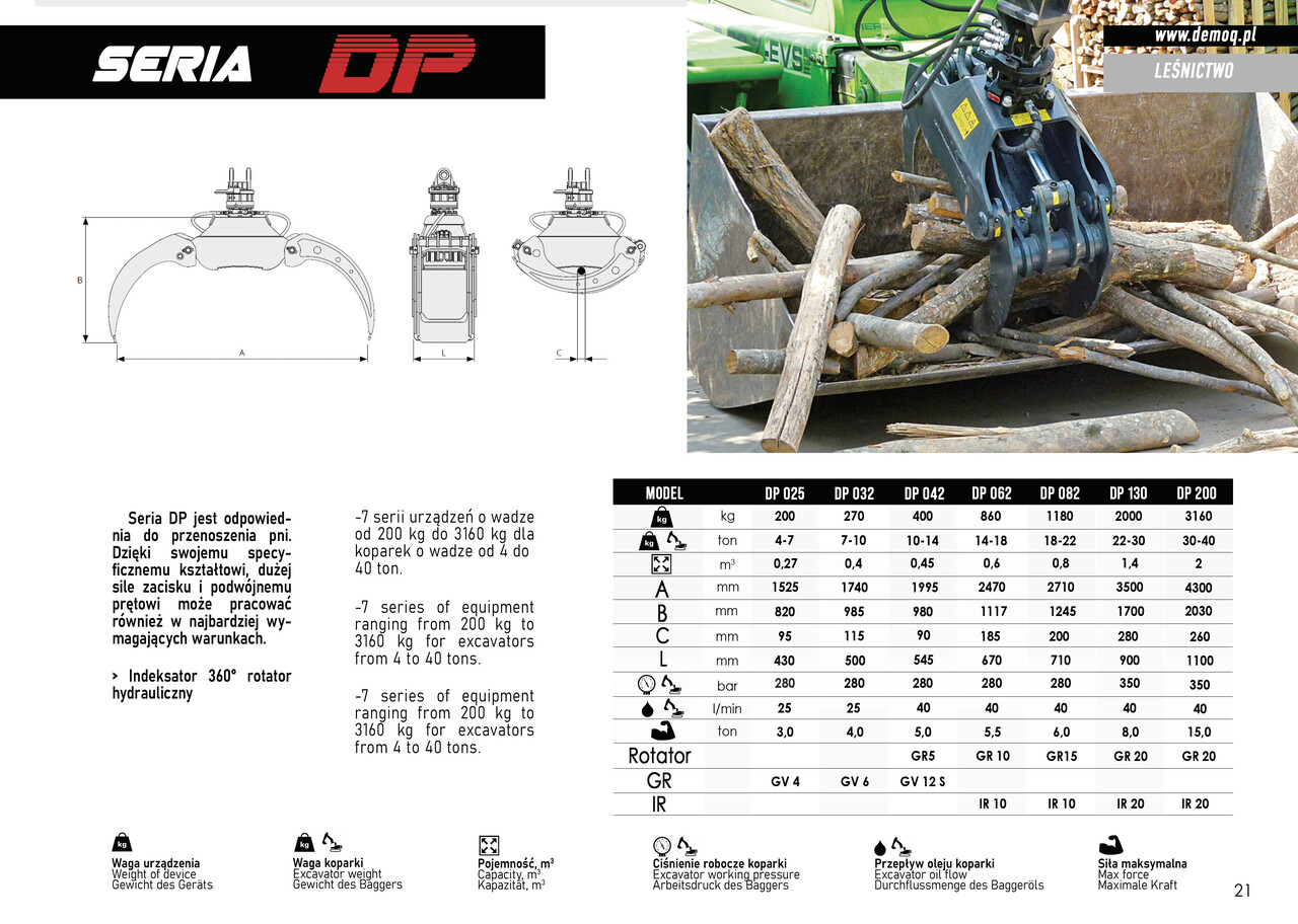 DEMOQ DP025 Log Grab 200 kg - Grapple for Construction machinery: picture 4 DEMOQ DP025 Log Grab 200 kg - Grapple for Construction machinery: picture 4