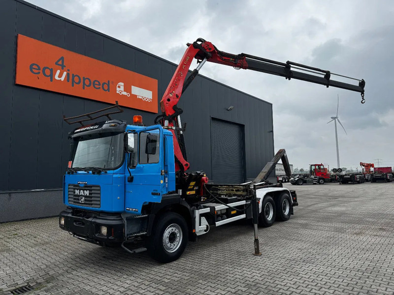 MAN FE 410A, 6x4, EURO-2, Palfinger 17000 Crane + VDL HOOK, full spring, manual gearbox, MOT 9/2025 - Hook lift truck, Crane truck: picture 1 MAN FE 410A, 6x4, EURO-2, Palfinger 17000 Crane + VDL HOOK, full spring, manual gearbox, MOT 9/2025 - Hook lift truck, Crane truck: picture 1