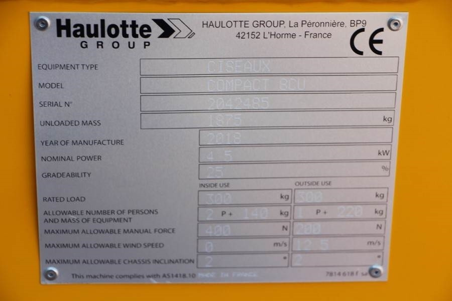 Scissor lift Haulotte Compact 8 Valid inspection, *Guarantee! Electric,: picture 6