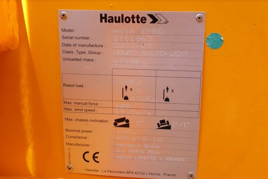Scissor lift Haulotte HS18EPRO Valid Inspection, Full Electric 4x4 Drive: picture 7