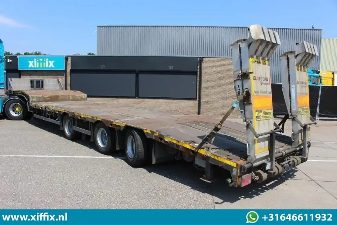 Meusburger 3-ass. Uitschuifbare semi dieplader met Alu. kleppen / Naloop gestuur - Low loader semi-trailer: picture 3 Meusburger 3-ass. Uitschuifbare semi dieplader met Alu. kleppen / Naloop gestuur - Low loader semi-trailer: picture 3