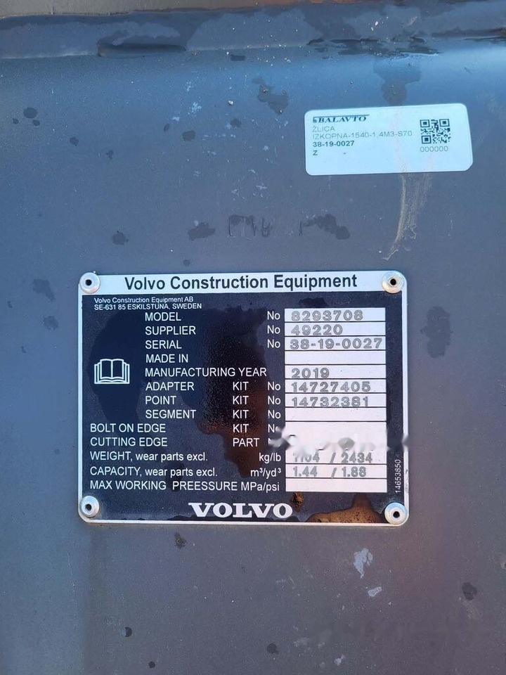 Volvo Digging bucket 1540 mm S70 - Excavator bucket: picture 4 Volvo Digging bucket 1540 mm S70 - Excavator bucket: picture 4