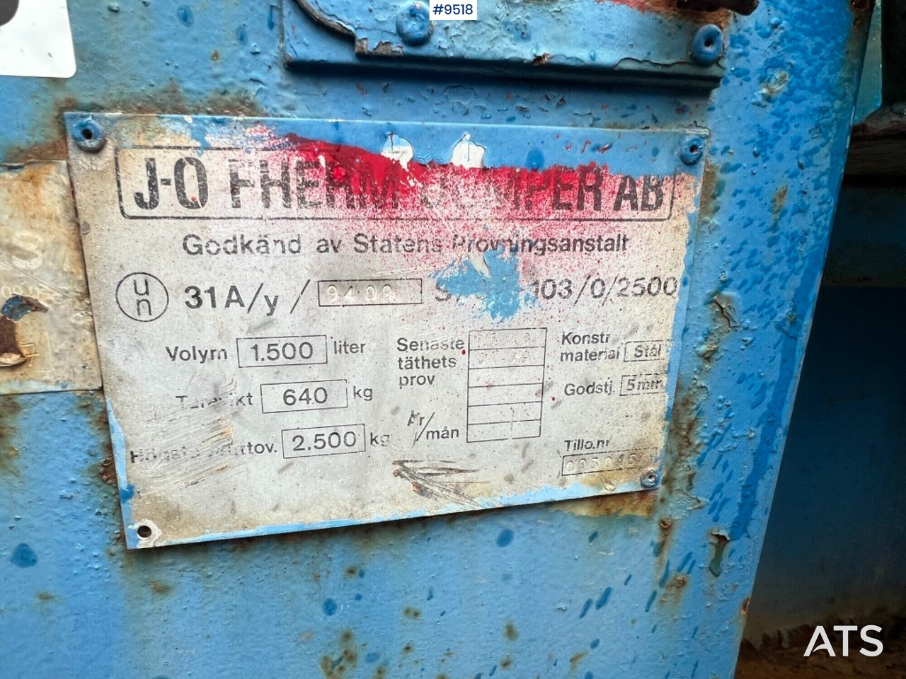 Storage tank Tank diesel - 1,5 cubic - J-O Fherm dumper: picture 6