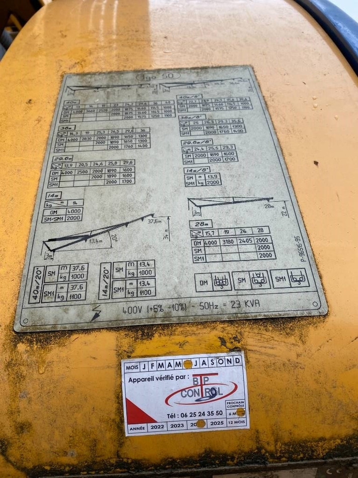Tower crane Potain IGO 50 /Origine Française-Certificat CE endommagé: picture 9