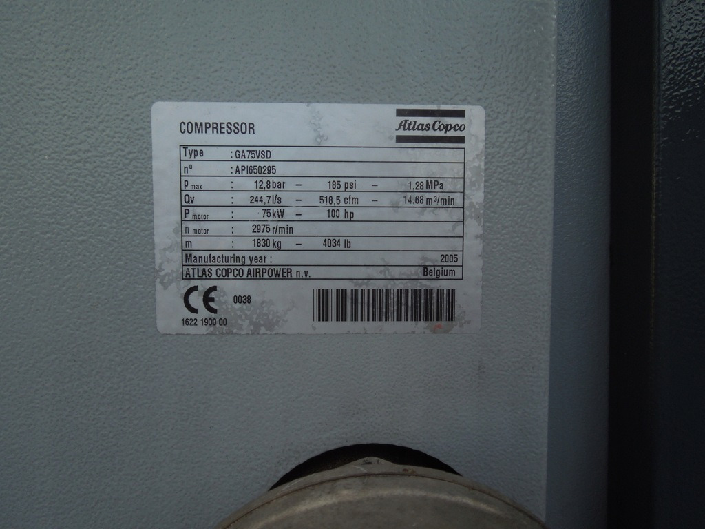 ATLAS COPCO GA75VSDFF - Air compressor: picture 5 ATLAS COPCO GA75VSDFF - Air compressor: picture 5