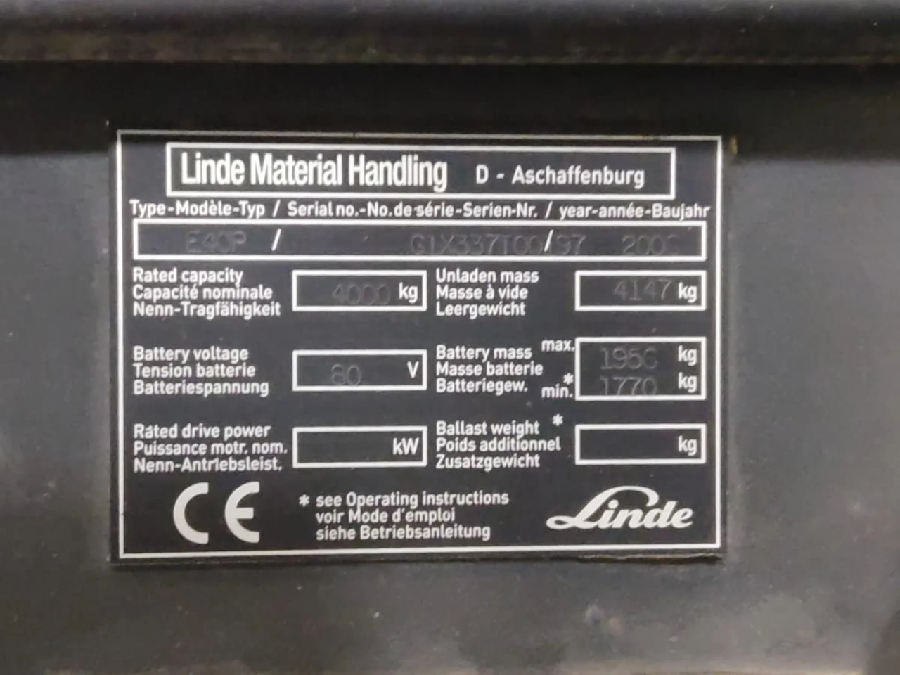 Linde E40P - Electric forklift: picture 5 Linde E40P - Electric forklift: picture 5