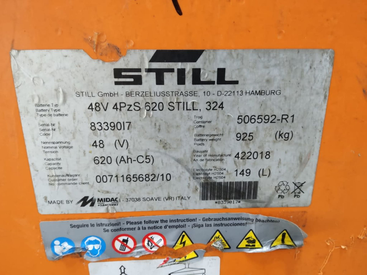 MIDAC Battery & changing rack - Battery for Material handling equipment: picture 2 MIDAC Battery & changing rack - Battery for Material handling equipment: picture 2