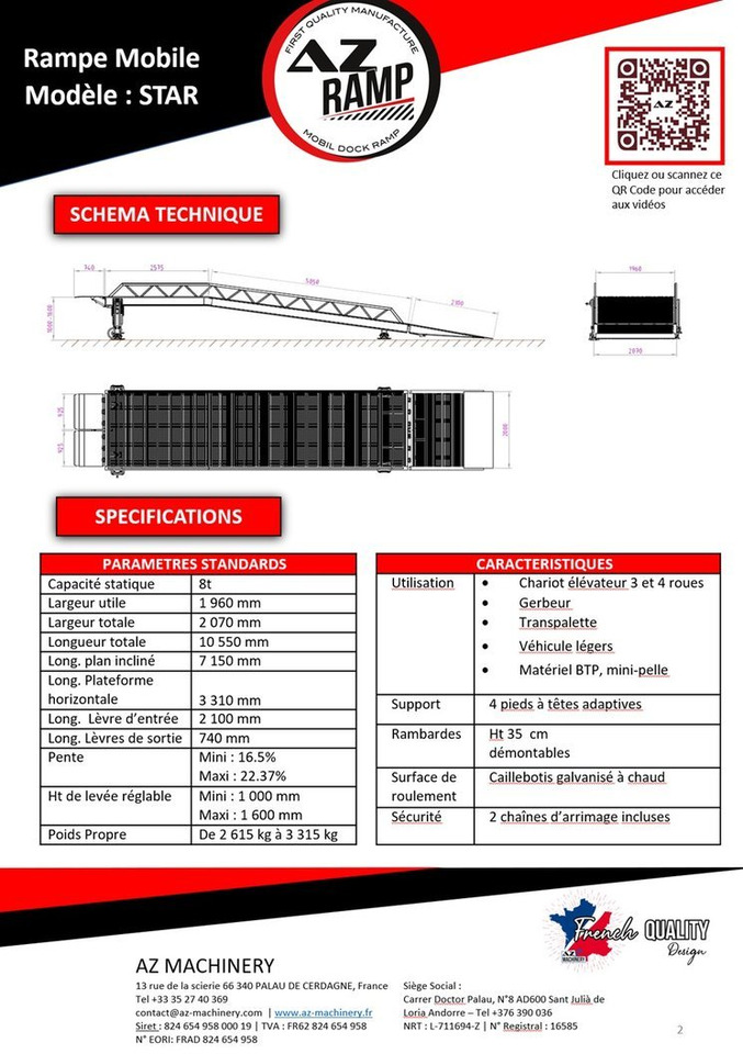 **RENTAL** Loading Ramp with with hydraulic tilting bridge - AZ RAMP - STAR- 8T. 8 ton capacity - Loading ramp: picture 3 **RENTAL** Loading Ramp with with hydraulic tilting bridge - AZ RAMP - STAR- 8T. 8 ton capacity - Loading ramp: picture 3