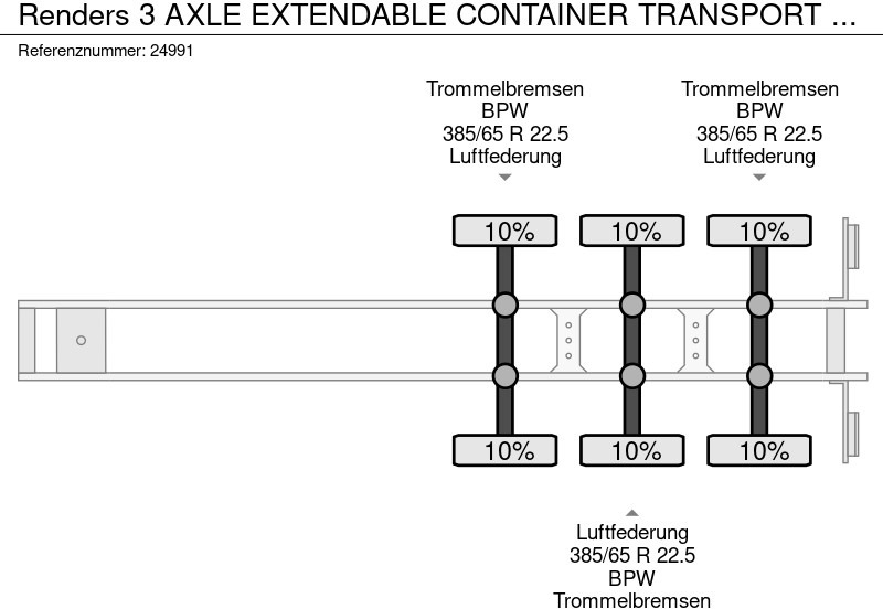 Container transporter/ Swap body semi-trailer Renders 3 AXLE EXTENDABLE CONTAINER TRANSPORT TRAILER: picture 6