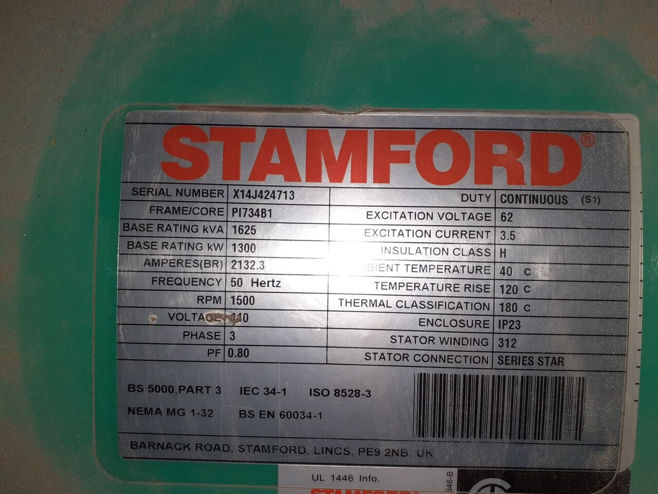 Stamford Generator Nowy1300 KW 1650 KVA STAMFORD CUMMINS - Generator set: picture 5 Stamford Generator Nowy1300 KW 1650 KVA STAMFORD CUMMINS - Generator set: picture 5