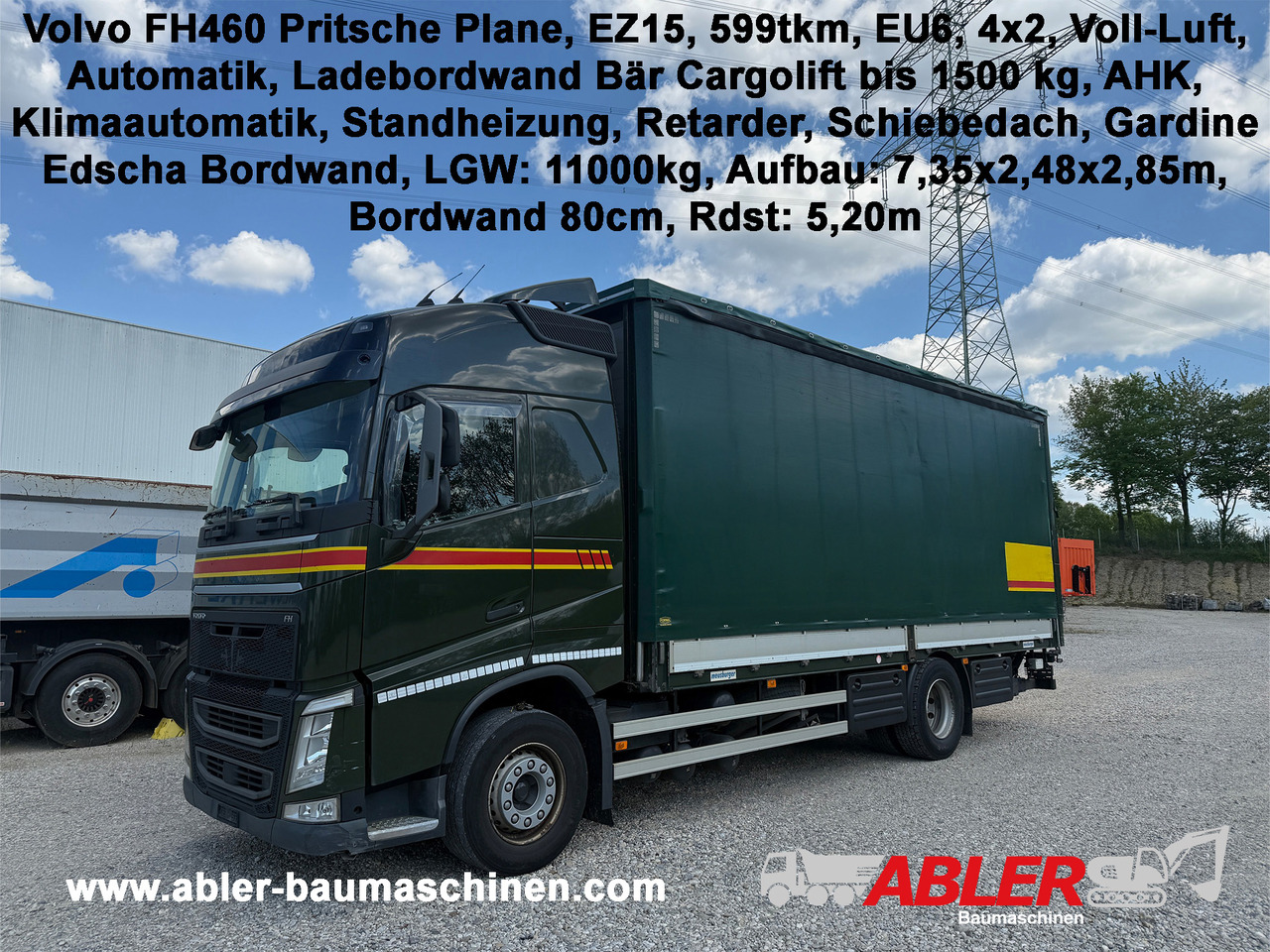 Volvo FH460 Pritsche Plane LBW Klima Retarder - Curtainsider truck: picture 1 Volvo FH460 Pritsche Plane LBW Klima Retarder - Curtainsider truck: picture 1