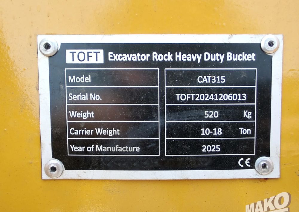 NOWA Łyżka TOFT 100cm do koparki Miller fi 70 - Attachment for Construction machinery: picture 4 NOWA Łyżka TOFT 100cm do koparki Miller fi 70 - Attachment for Construction machinery: picture 4